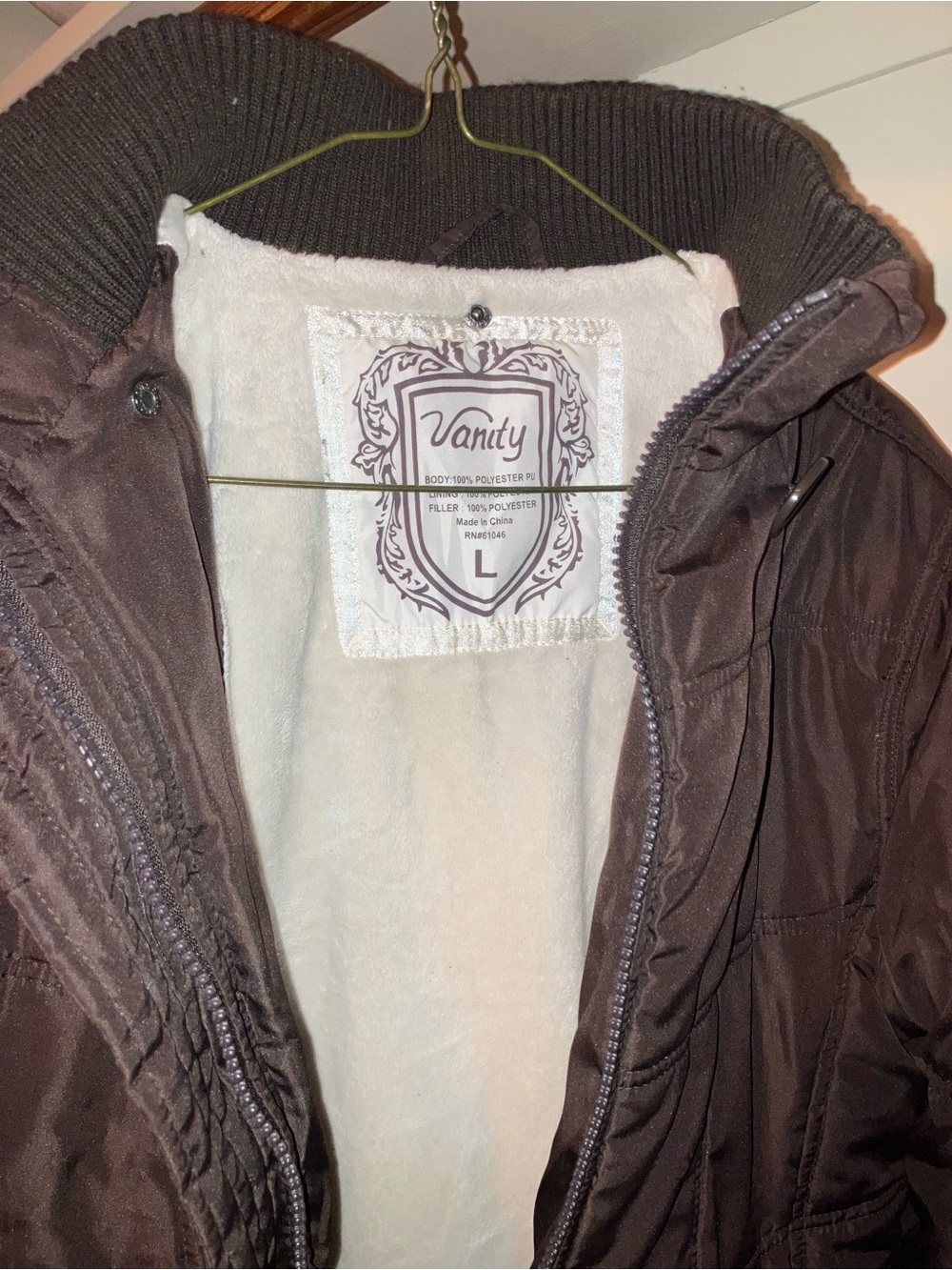 Vanity Brown Quilted Puffer Jacket with Cream Faux-Fur Lining